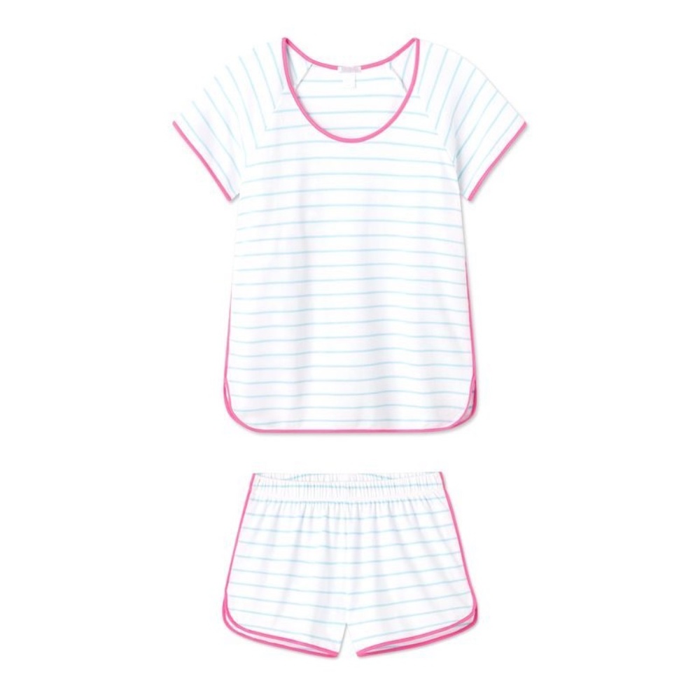 Like New LAKE Pajamas Pima Shorts Set in Turquoise / Pink - Women's XS